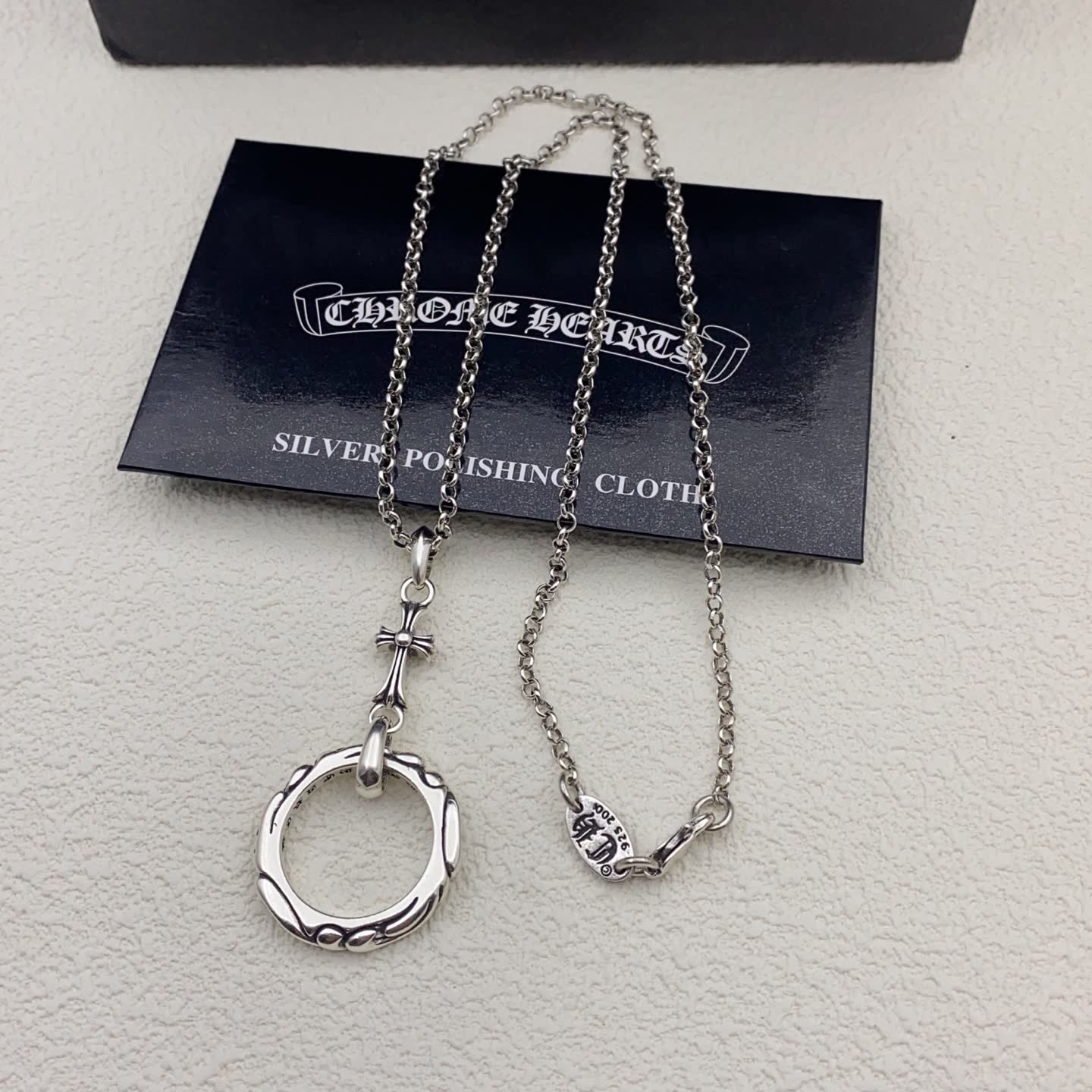 Chrome Hearts Silver Circle Pendant Necklace